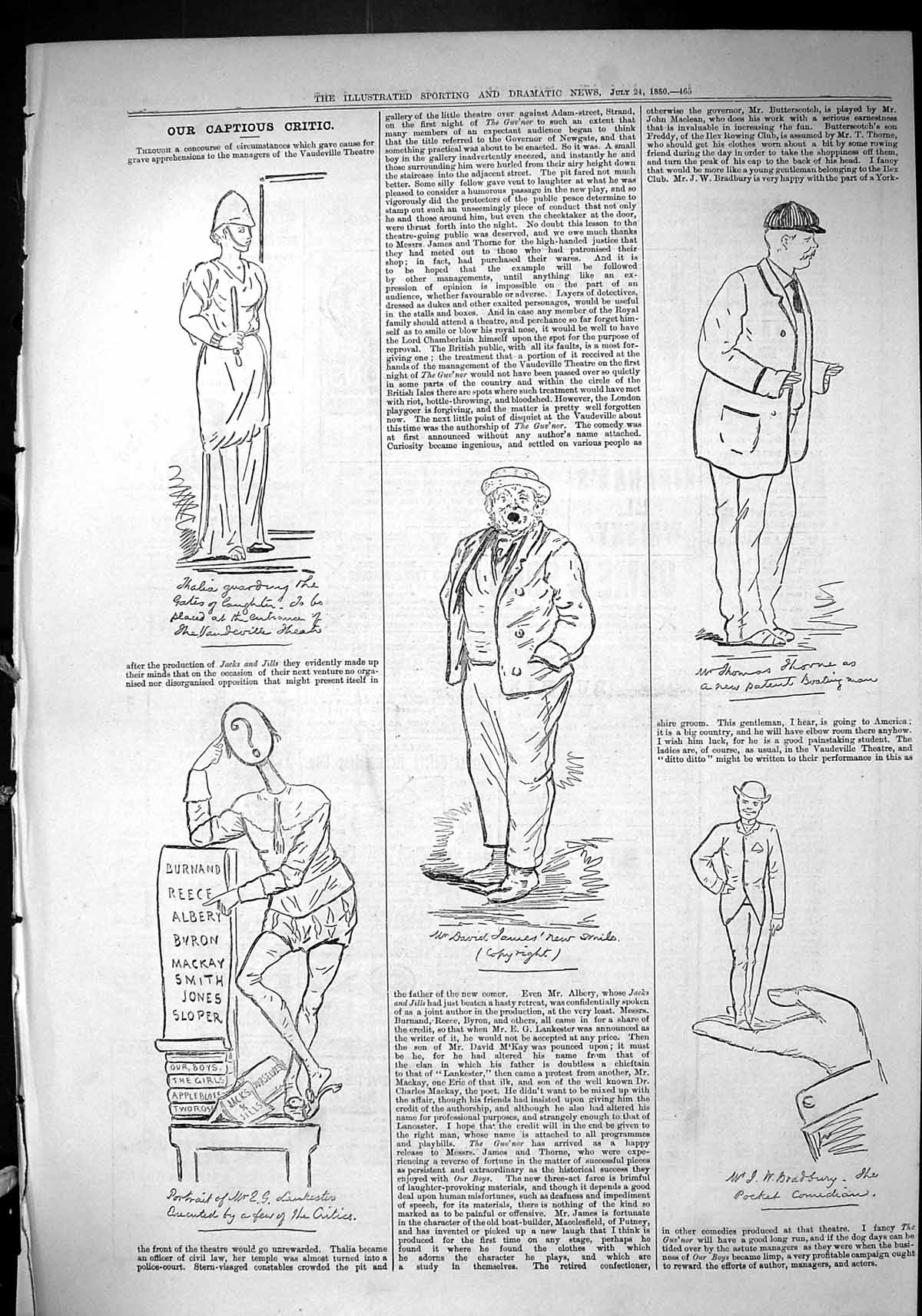 Old Sporting Dramatic News 1880 Captious Critic David James Thomas Th Victorian