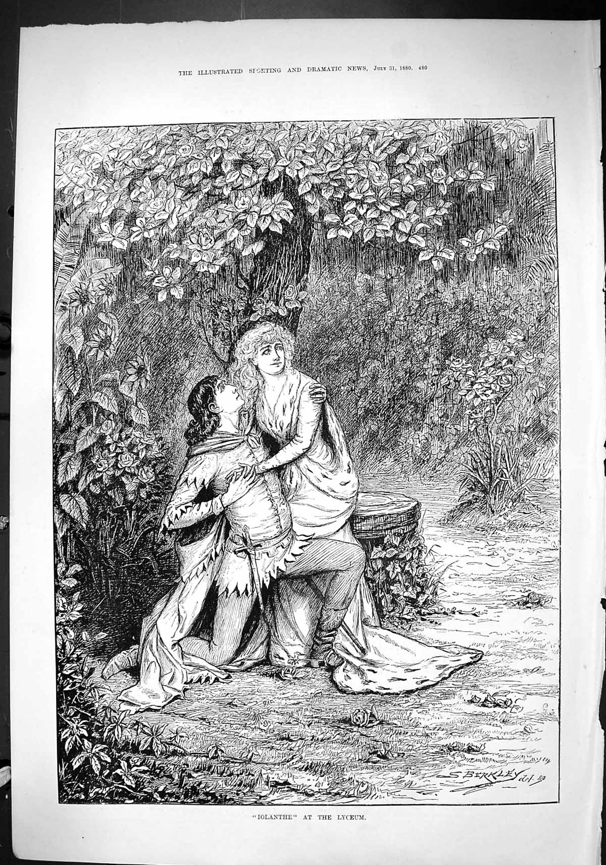 Old Sporting Dramatic News 1880 Theatre Scene Iolanthe Lyceum Romance Victorian