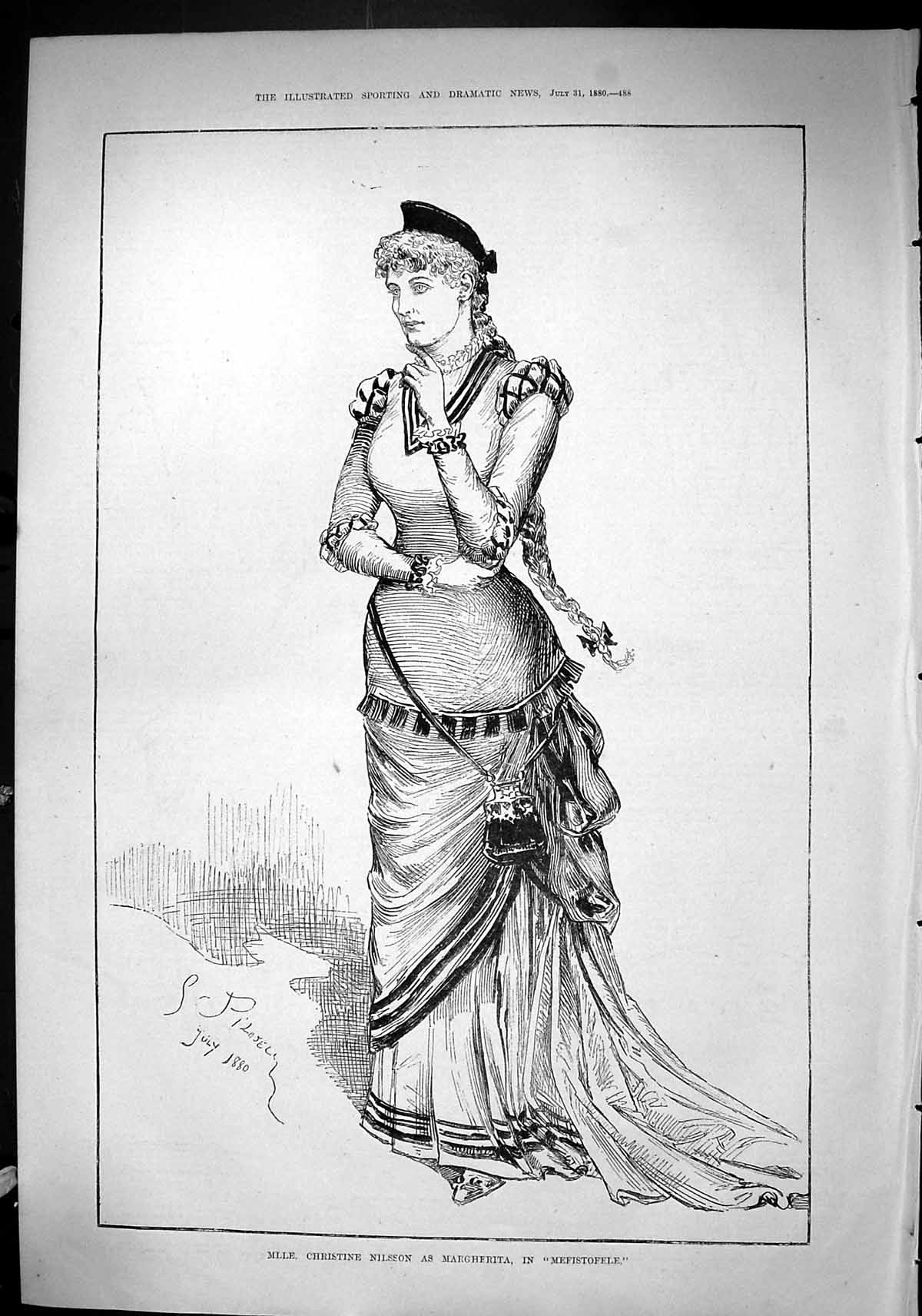 Old Print Sporting Dramatic News 1880 Christine Nilsson Margherita Mefist 19th