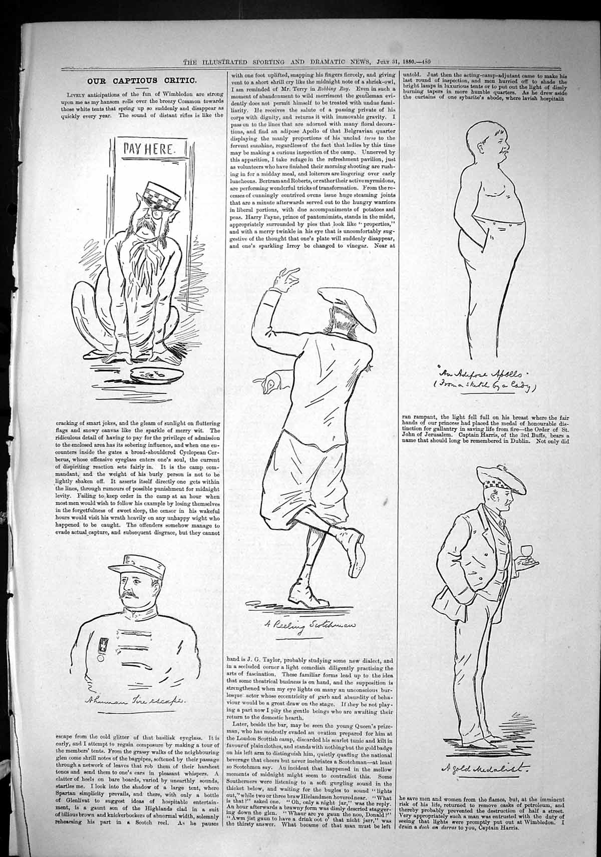 Antique Print Sporting Dramatic News 1880 Captious Critic Theatre Apollo GM