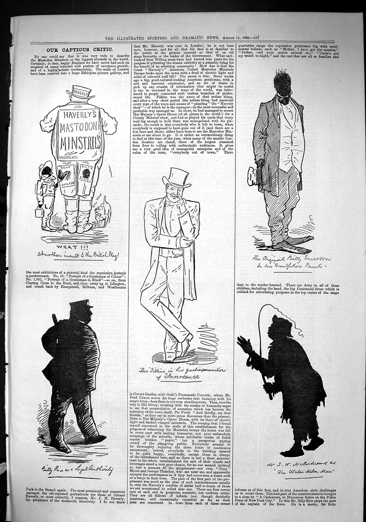 Old Sporting Dramatic News 1880 Captious Critic Theatre Mcandrews Ske Victorian