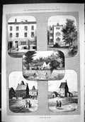 Antique Print Sporting Dramatic News 1880 Famous Houses Gas Meter Manufactu
