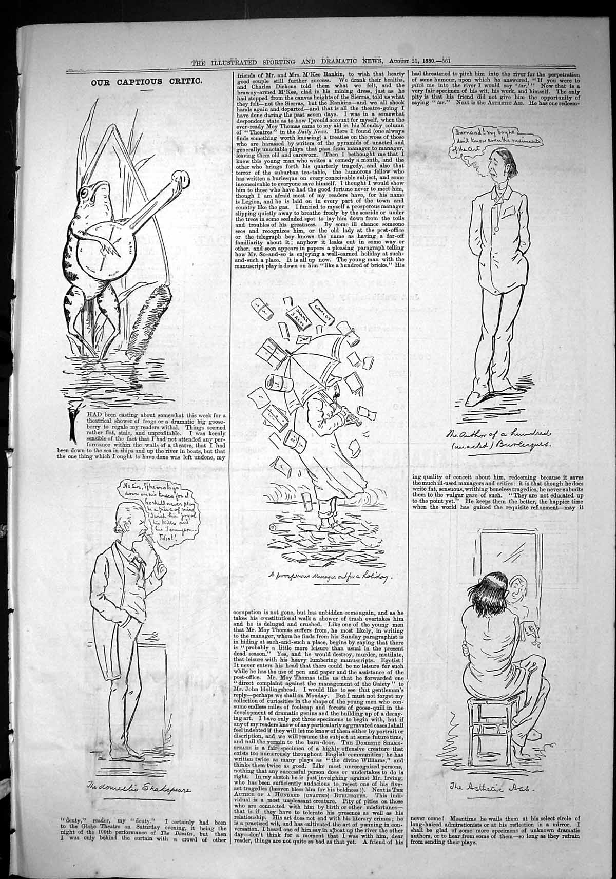 Old Sporting Dramatic News 1880 Captious Critic Theatre Shakspeare Bu Victorian