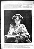 Old Print Sporting Dramatic News 1880 Portrait Beautiful Girl Meditation 19th