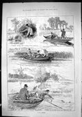 Old Sporting Dramatic News 1880 Fishing River Boats Trimmering Thames Victorian