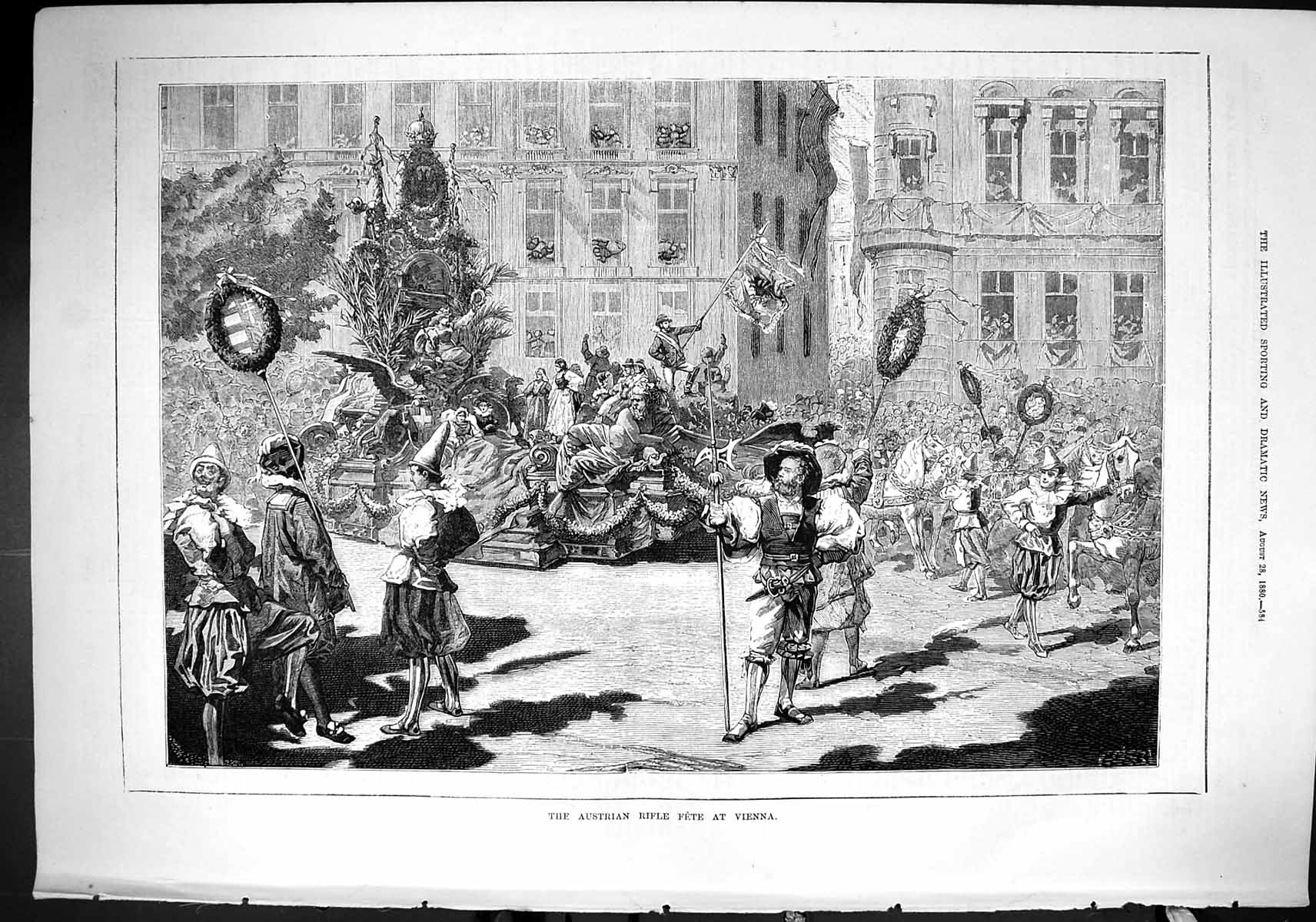 Old Sporting Dramatic News 1880 Austrian Rifle Fete Vienna Entertainm Victorian
