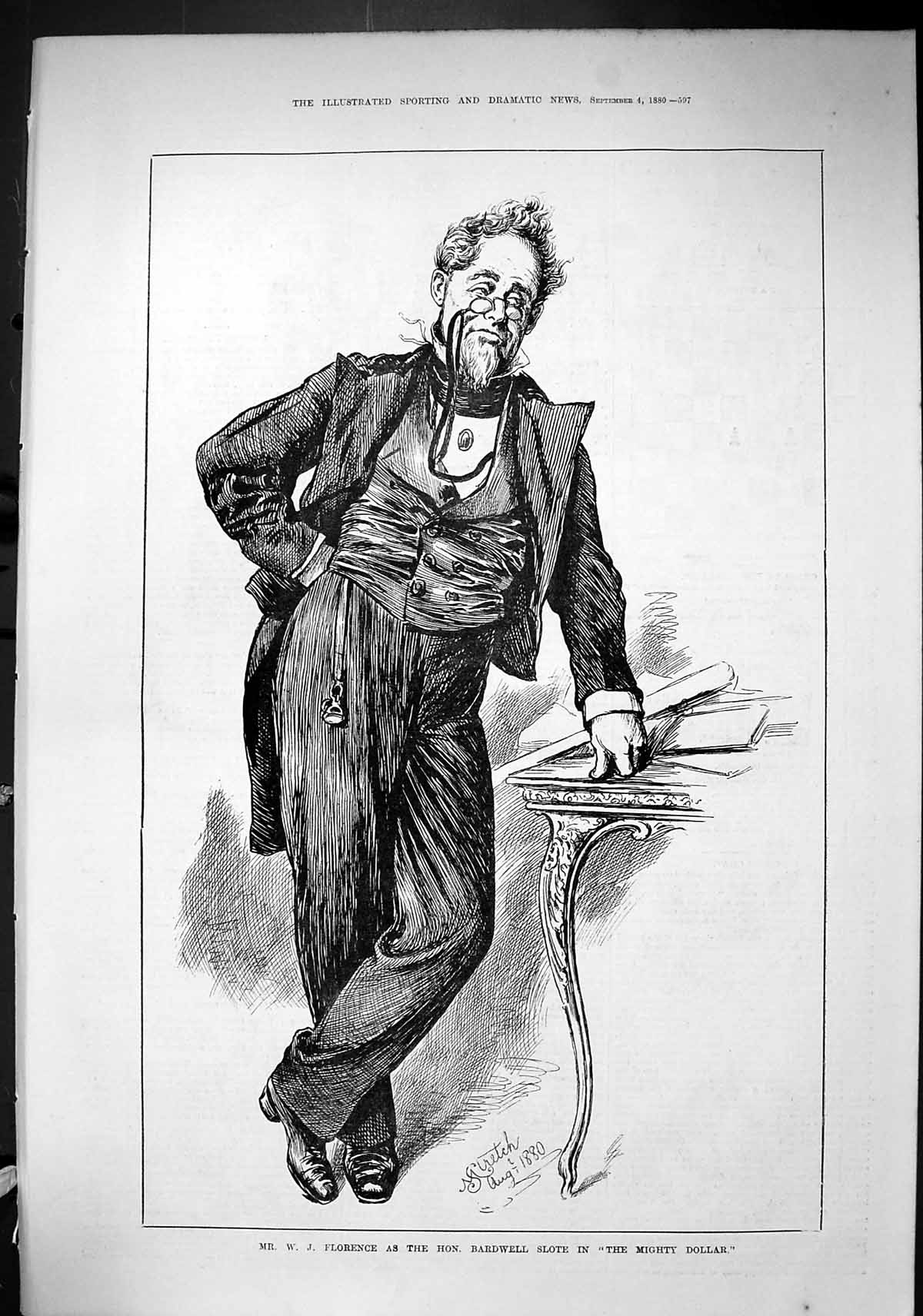 Old Sporting Dramatic News 1880 Mr Florence Bardwell Slote Mighty Dol Victorian