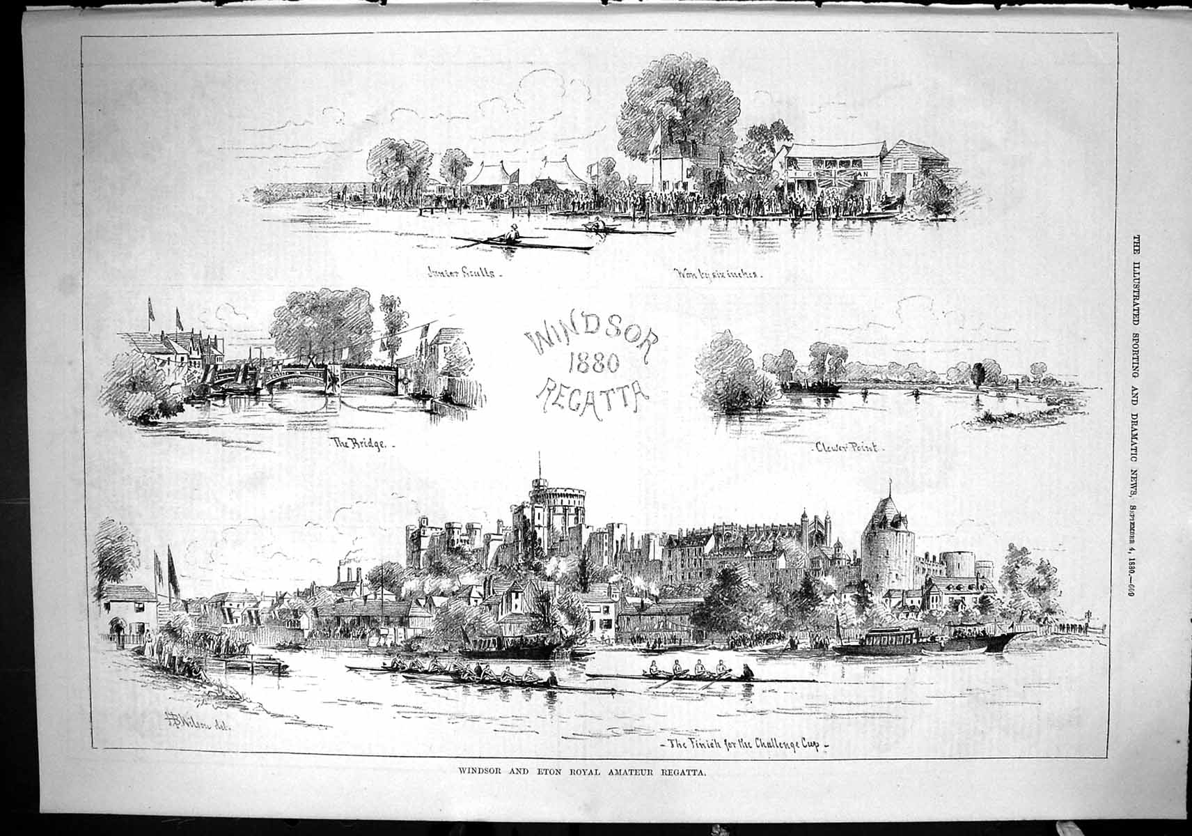 Old Sporting Dramatic News 1880 Windsor Eton Amateur Regatta Boats Ra Victorian