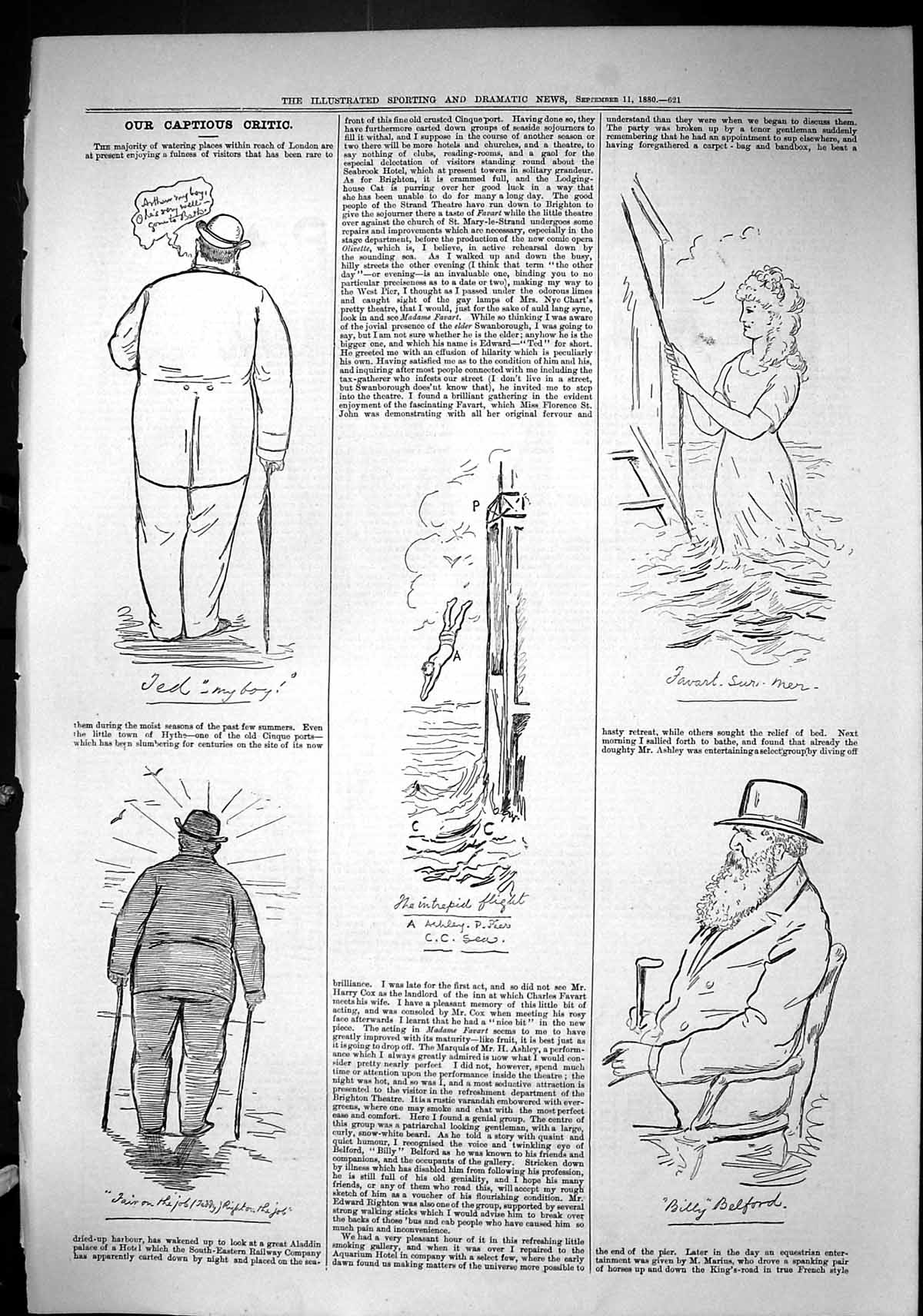 Old Sporting Dramatic News 1880 Captious Critic Theatre Billy Belford Victorian
