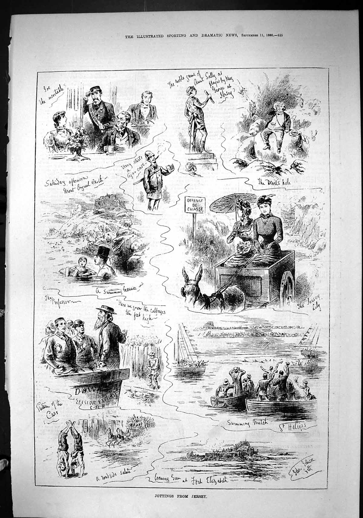 Old Sporting Dramatic News 1880 Jersey Channel Island Donkey Elizabet Victorian