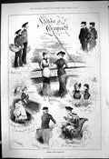 Original Old Antique Print 1880 Sketches Weymouth Whiffs Boats Sailors Boatman