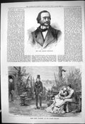 Antique Old Print 1880 Portrait Jaques Offenbach Scene Bygones Lyceum Theatre