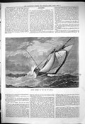 Original Old Antique Print 1880 Tunny Fishing Bay Biscay Boat Sea Scene 19th