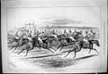 Original Old Antique Print 1880 Middle Park Plate Horse Racing Jockeys Sport