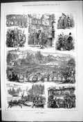 Antique Old Print 1889 Swiss Festival Celebration Switzerland Entertainment