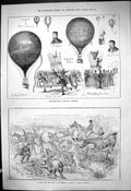 Old 1880 International Balloon Contest Wright Hunting Horses Fallen D Victorian