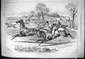 Original Old Antique Print 1880 Hunting Scene Runaway Horse Huntsmen Sport 19th