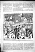 Original Old Antique Print 1880 Hunting Train Railway Huntsmen Station Platform