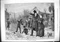 Old 1880 Compliments Season Children Snowball Fight Man Lady Street S Victorian
