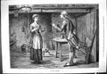 Antique Old Print 1880 Military Strategy Man Lady Smoking Pipe Interior House