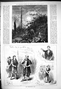 Old Antique Print 1880 Moonlight Birds At Rest Westminster Play Theatre 19th