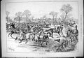 Old Print 1880 First Fence Hunting Horses Jumping Falling Huntsmen Sport 19th