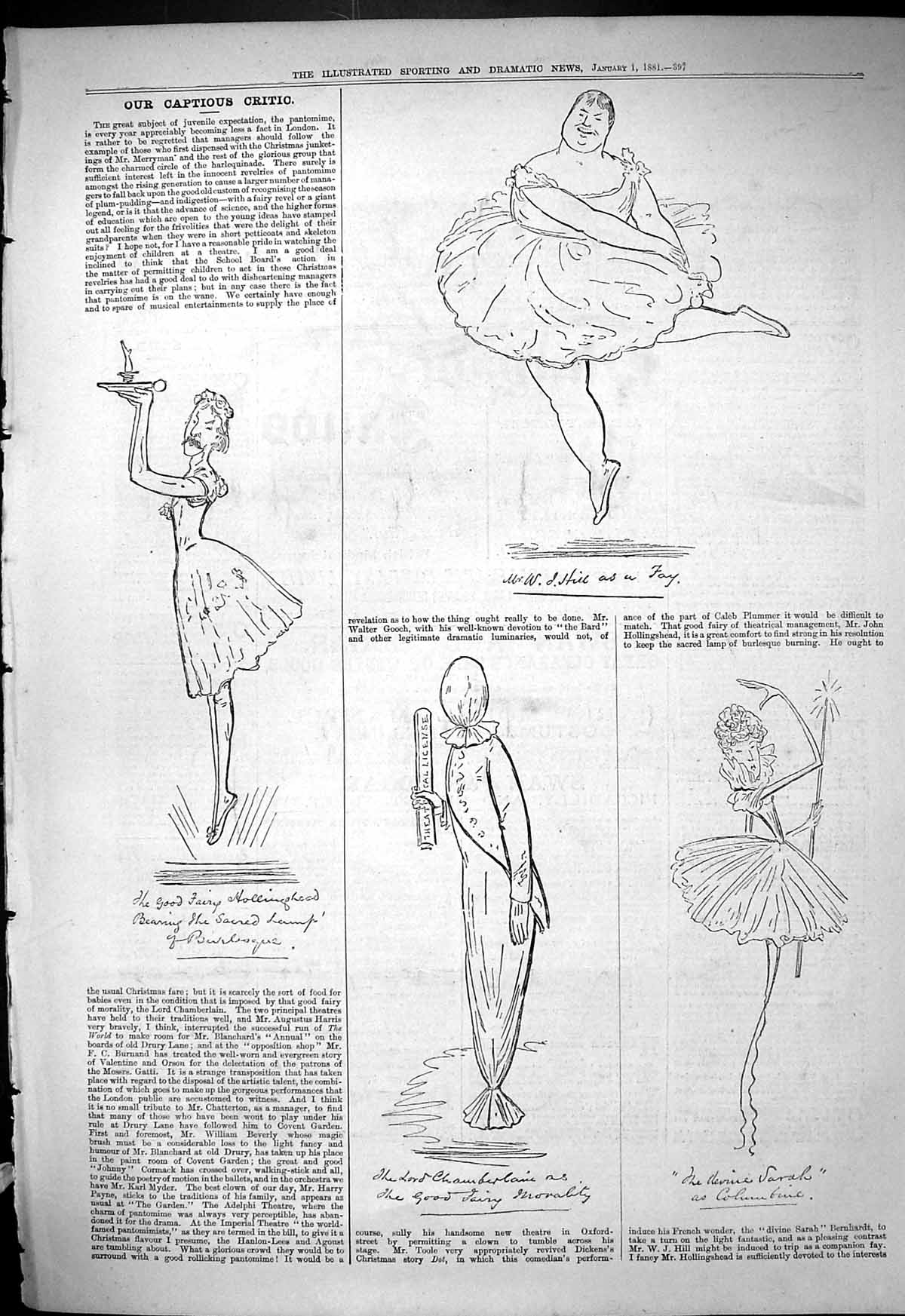 Old 1881 Captious Critic Theatre Hill Fay Good Fairy Hollinghead Cham Victorian