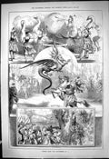Old 1881 Scene Pantomimes Drury Lane Sangers Gaiety Christmas Theatre Victorian