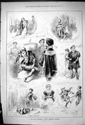 Original Old Antique Print 1881 Fool'S Revenge Princess'S Theatre Scene Actors