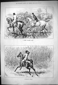 Old 1881 Sticky Ploughed Field Horses Hunting Uncertainty Beyond Fenc Victorian