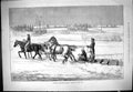 Original Old Antique Print 1881 Canada Horses Making Tracks Ice Sledge 19th