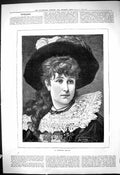 Original Old Antique Print 1881 Portrait Venetian Beauty Woman 19th