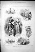 Original Old Antique Print 1881 Cup Lyceum Theatre Scene Man Lady Actors 19th