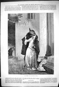 Original Old Antique Print 1881 Man Lady Romance Kissing Il Bacio Hayez 19th