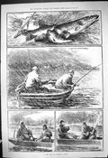 Antique Print 1881 Virginia Water River Fishing Pike Perch Men Angling Snow