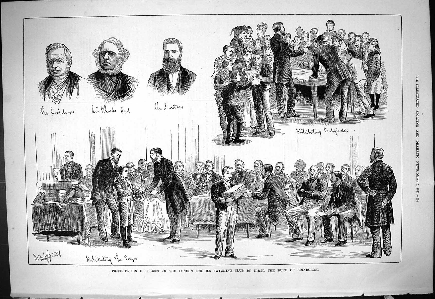 Old 1881 Presentation London Schools Swimming Prizes Duke Edinburgh M Victorian