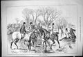 Original Old Antique Print 1881 Hunting Horses In The Brook Huntsmen Sport 19th