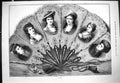 Original Old Antique Print 1881 Fan Beautiful Women Heads 19th