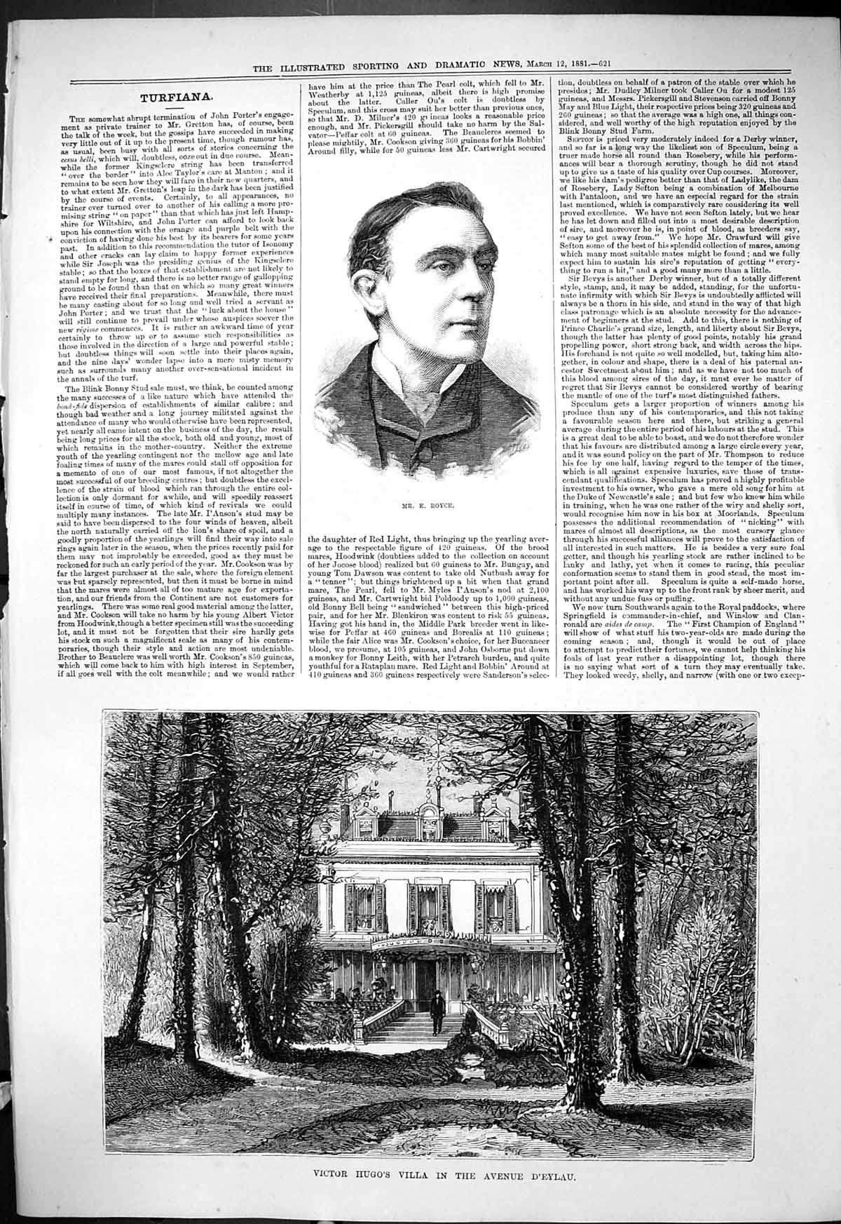 Old Antique Print 1881 Portrait Mr Boyce Victor Hugo Villa Avenue D'Eylau 19th