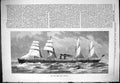 Original Old Antique Print 1881 Steel Ship Parisian Sailing Sea Scene Victorian