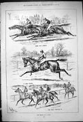 Original Old Antique Print 1881 Record Race Horse Racing Sport Jockeys 19th