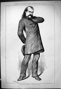 Antique Old Print 1881 Portrait Mr Sothern Crushed Tragedian Theatre Actor 19th