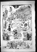 Original Old Antique Print 1881 Nor' Easter Stormy Weather Wind 19th