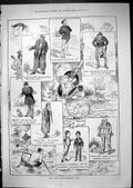 Antique Print 1881 Fishing Sport Oxford Cambridge Boat Race Comedy Sketches