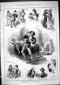 Original Old Antique Print 1881 Romeo Juliet Court Theatre Actors Romance Scene