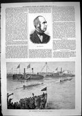 Old Print 1881 Portrait Mr William Day University Boat Race Corney Reach 19th