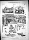 Antique Print National Fisheries Exhibition Norwich Trawler Boat Nets 1881 19th