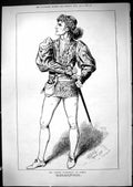 Old Antique Print 1881 Portrait Mr Forbes Robertson Romeo Theatre Actor 19th