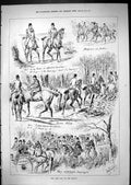 Old Antique Print 1881 Last Day Hunting Season Horses Huntsmen Quorn Wood 19th