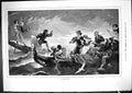 Original Old Antique Print 1881 Feud Sea Boat Swords Women Flowers Birds 19th